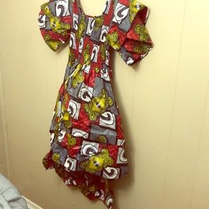 Hi Low multi print dress